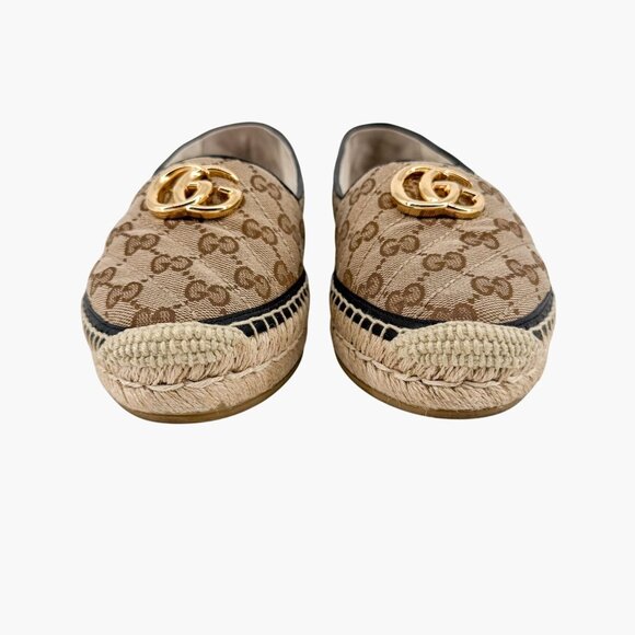 Gucci Pilar Marmont GG Espadrilles Size 38.5 US 8.5 Beige Monogram Quilted Flats - Picture 6 of 15
